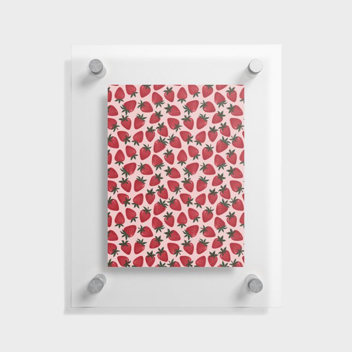 Gouache Strawberry in Pink Floating Acrylic Print