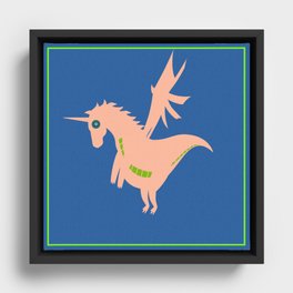 Unreal Dragon Unicorn Hybrid Peach Boho Texture Print Framed Canvas