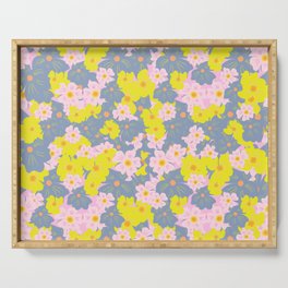 Pastel Spring Flowers On Pink Serving Tray