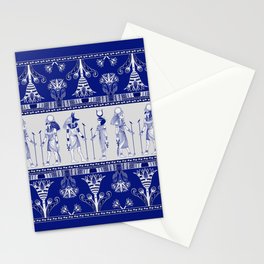 Egyptian Gods and Ornamental border - blue and grey Stationery Card