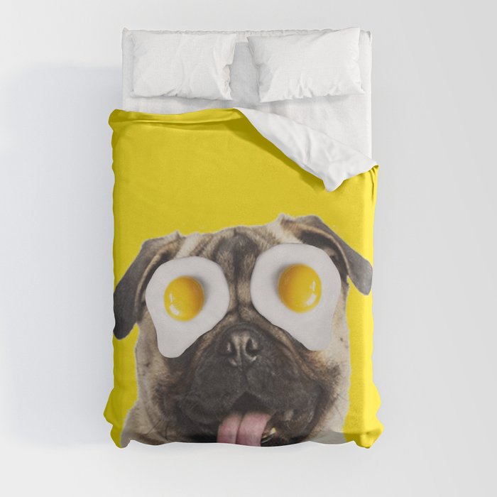 Sunny side up, Pug, Eggs, Collage Duvet Cover