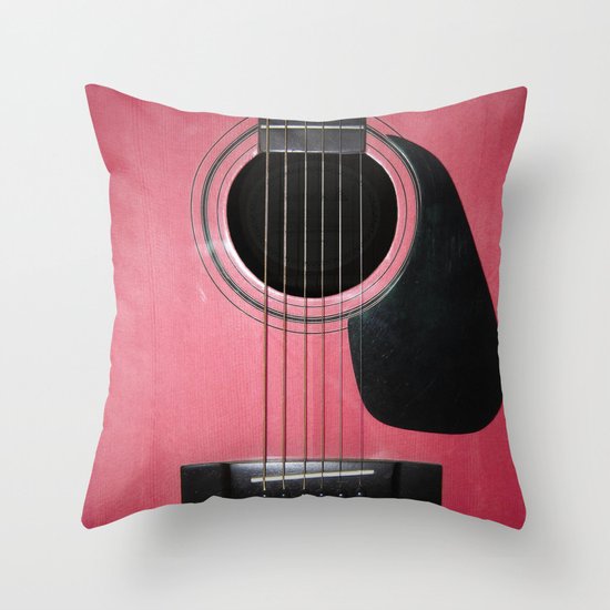 Pink Guitar Throw Pillow