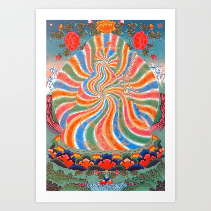  Buddhist Rainbow Body Thangka Painting Guru Rinpoche  Art Print