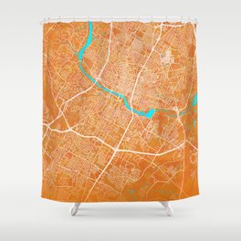 Austin, TX, USA, Gold, Blue, City, Map Shower Curtain