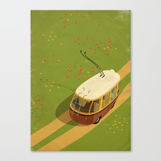Trolley Rides The Field Canvas Print