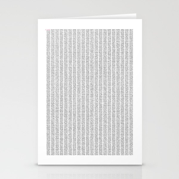 The Number Pi to 10000 digits Stationery Cards