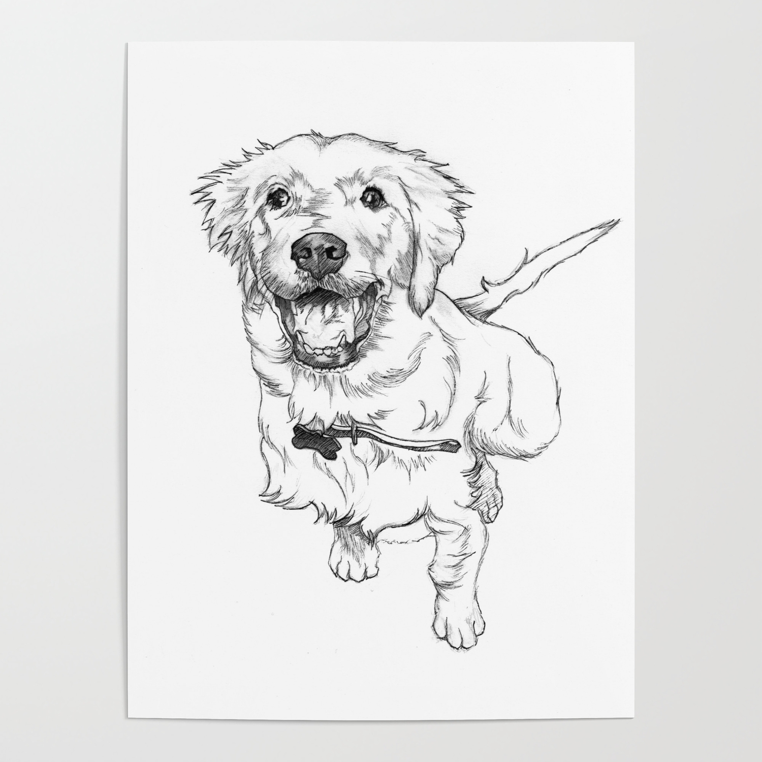Golden Retriever Puppy Drawing Poster By Pet Portrait Planet | Society6