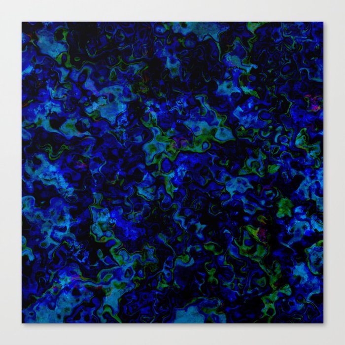 Dark Blue and little green shapes Canvas Print