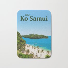 Visit Ko Samui Bath Mat | Beaches, Travelposter, Rainforest, Travel, World, Retro, Earth, Suratthani, Graphicdesign, Thailand 