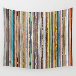 Vintage Used Vinyl Rock Record Collection Abstract Stripes Wall Tapestry