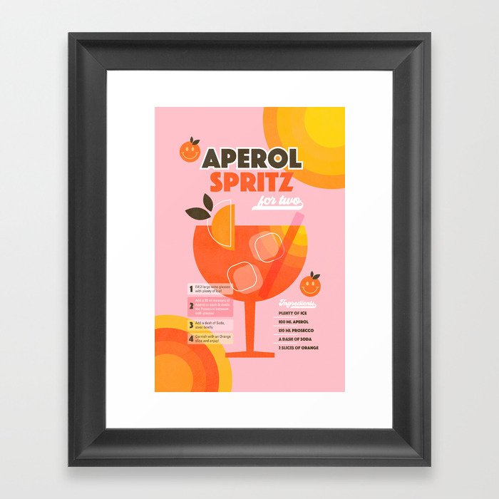 Retro Cocktail Nº1 Aperol Spritz Framed Art Print