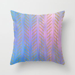 Purple To Pink Gradient Gold Chevron Pattern Throw Pillow