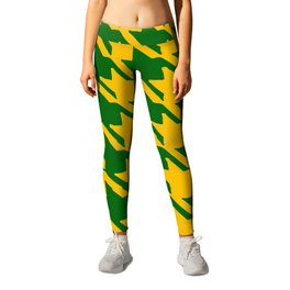 Hounds Tooth Gold & Green Leggings | Geometric, Patterned, Checkers, Wisconsin, Geometry, Chex, Gold, Colorful, Havocgirl, Checkered 
