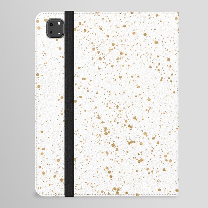 Pretty White and Gold Speckled Pattern iPad Folio Case