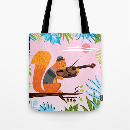 Red Squirrel Serenade Tote Bag