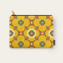 Yellow Flowers Retro Pattern with Team and Orange Carry-All Pouch