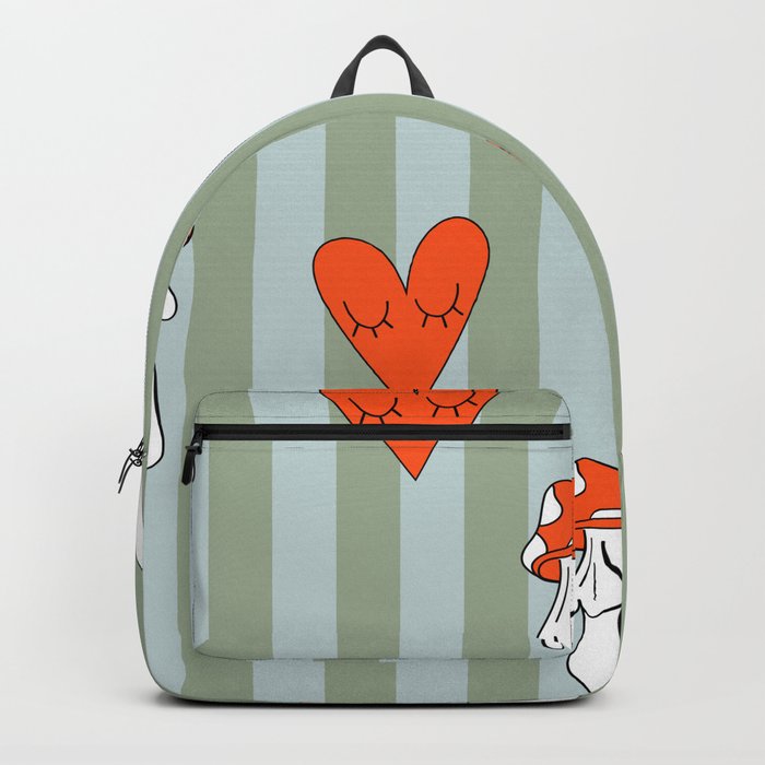 Retro patterns. Mushrooms and hearts Backpack