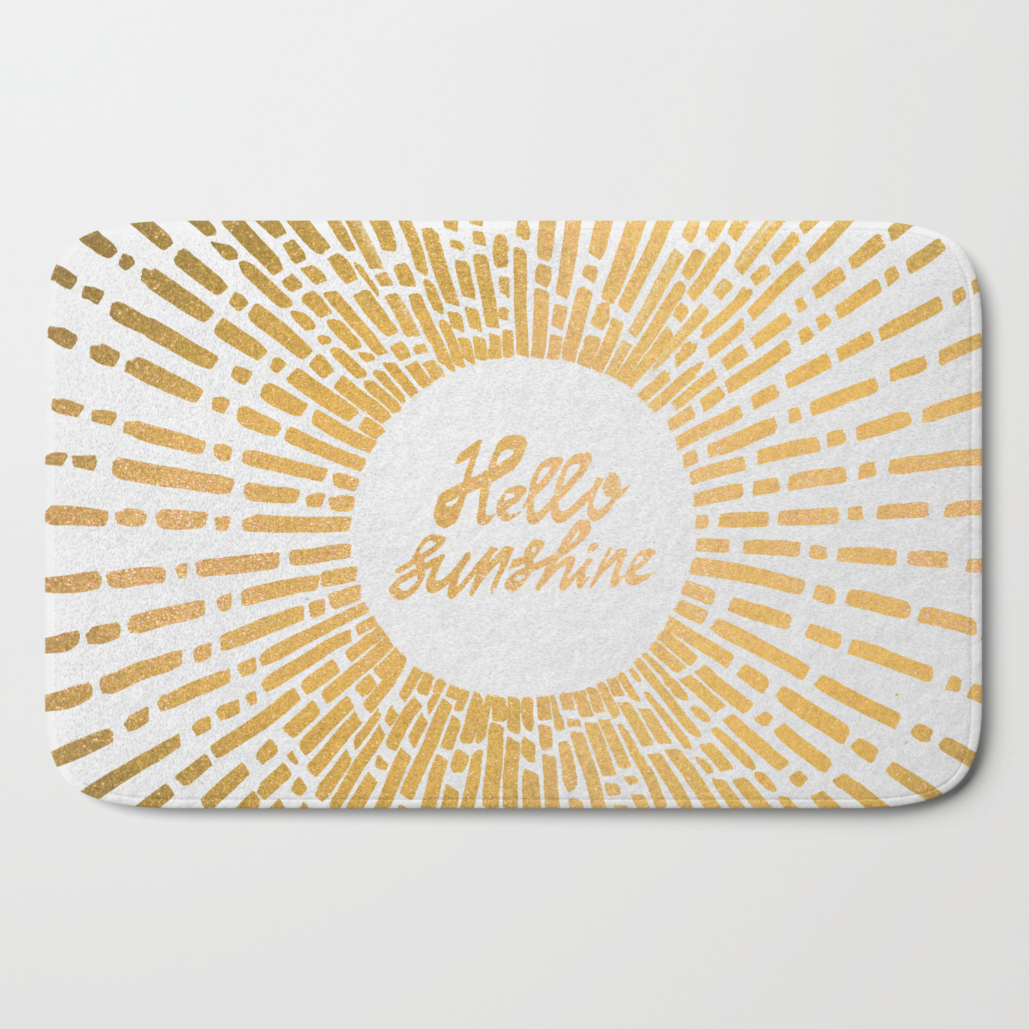 Hello Sunshine Gold Bath Mat By Terralogy Society6