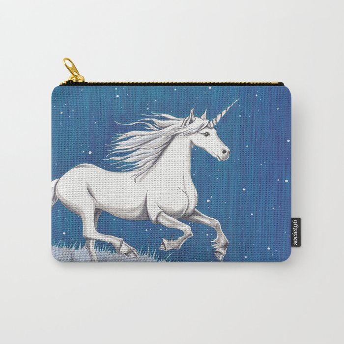 Silver Unicorn Carry-All Pouch