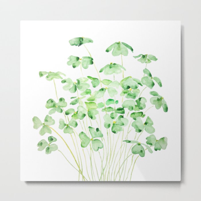 green clover leaf  watercolor arts 2021 Metal Print