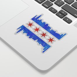Chicago Flag Skyline Watercolor Sticker