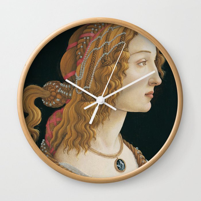 Sandro Botticelli "Idealized Portrait of a Lady (Portrait of Simonetta Vespucci as Nymph)" Wall Clock