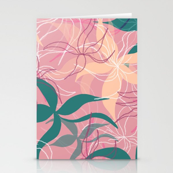 Pink Floating Flowers Stationery Cards