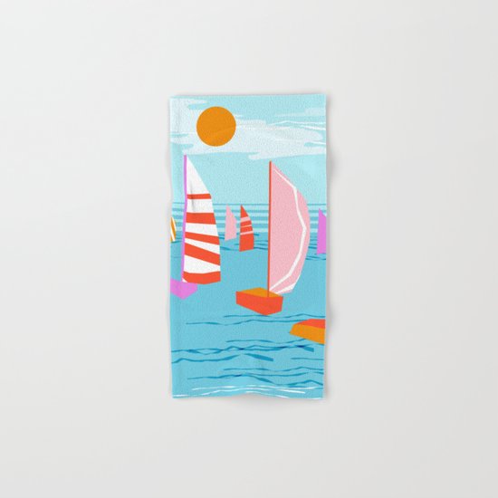 Quepasa - memphis throwback retro minimal modern neon boating yacht club sailing summer sport Hand & Bath Towel