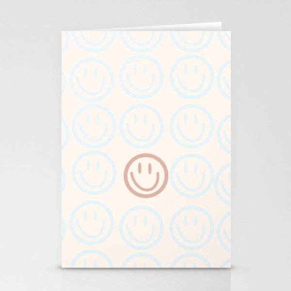 Preppy Smiley Face - Blue and Pink Stationery Cards