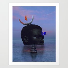 Neptune by the sunset. Art Print