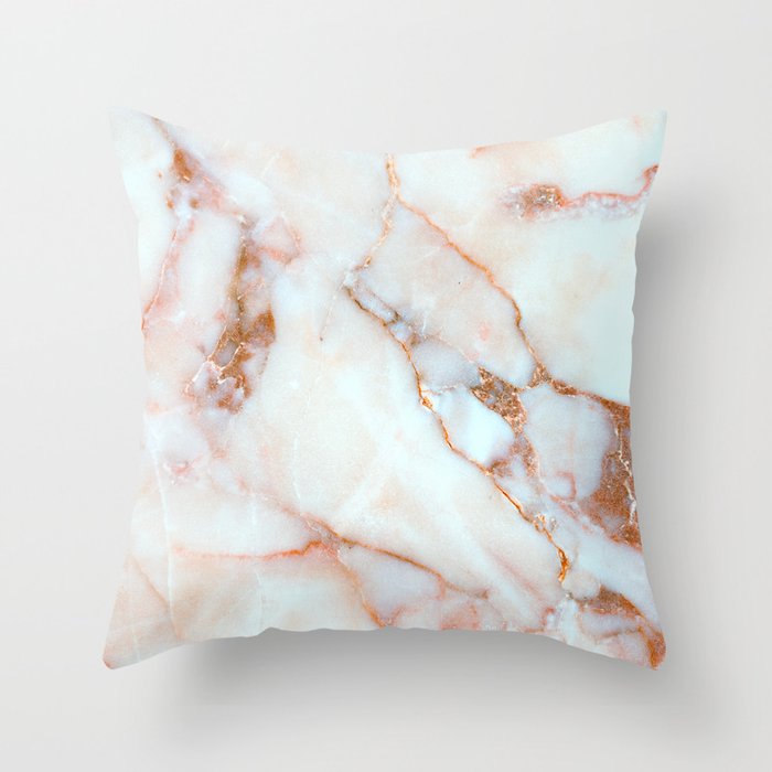 Feminine Carrara Marble with Burnt Coral Accent (x 2021) Throw Pillow