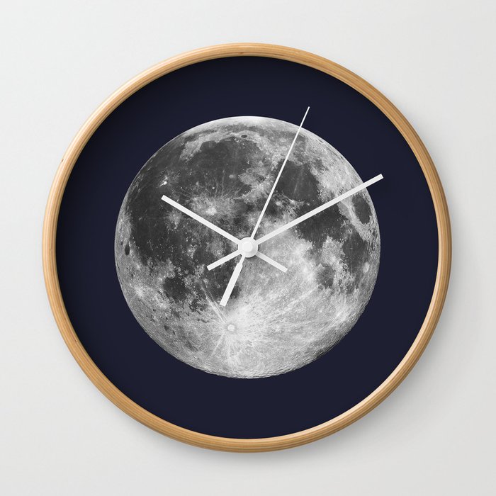 Full Moon on Navy Minimal Design Wall Clock