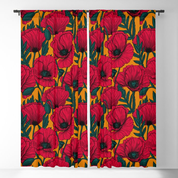 Red poppy garden    Blackout Curtain