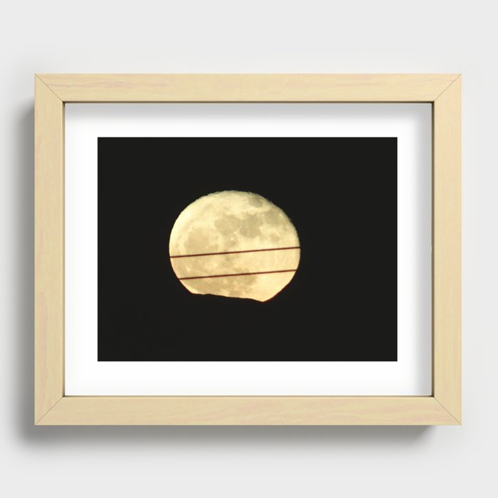 Super Moon Rises behind Mountain Recessed Framed Print