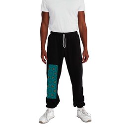 Dark Cyan Marble with Gold Ornament Accent Sweatpants