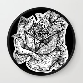 Henna Rose Tattoo Wall Clock | Nature, Drawing, Illustration, Linework, Blackandwhite, Chicago, Hennadesign, Black and White, Rosetattoo, Neotrad 