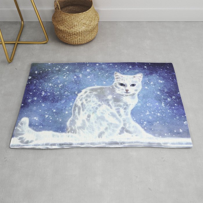 Abstract white cat Rug