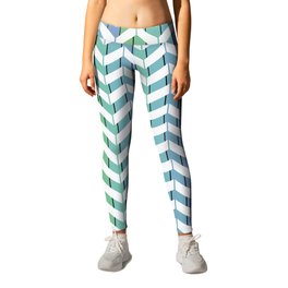 Zigzag striped pattern. Blue, green, white stripes Leggings | Striped, White, Watercolor, Graphicdesign, Abstract, Pattern, Digital, Stencil, Zigzagpattern, Blue 