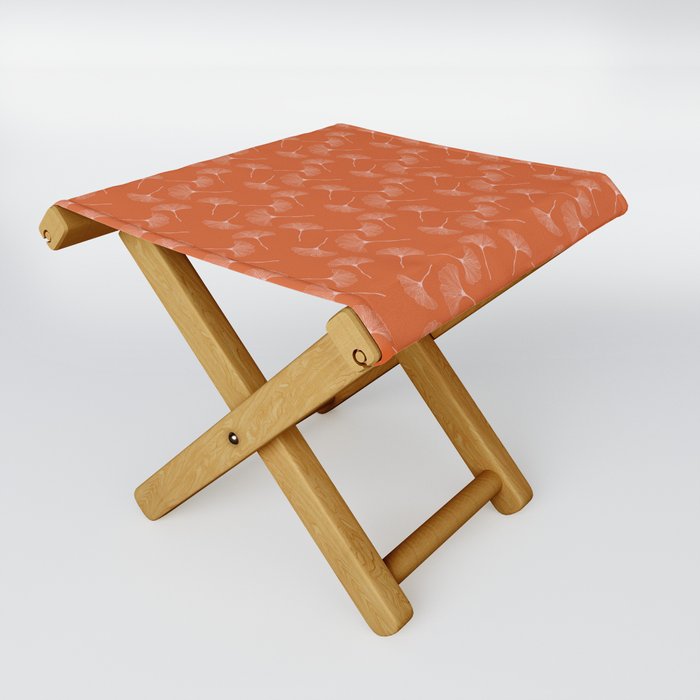 Orange-Pink Gingko Leaves - Pattern Design Folding Stool