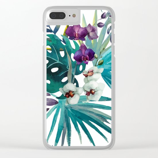 Tropical Floral Pattern 04 Clear iPhone Case