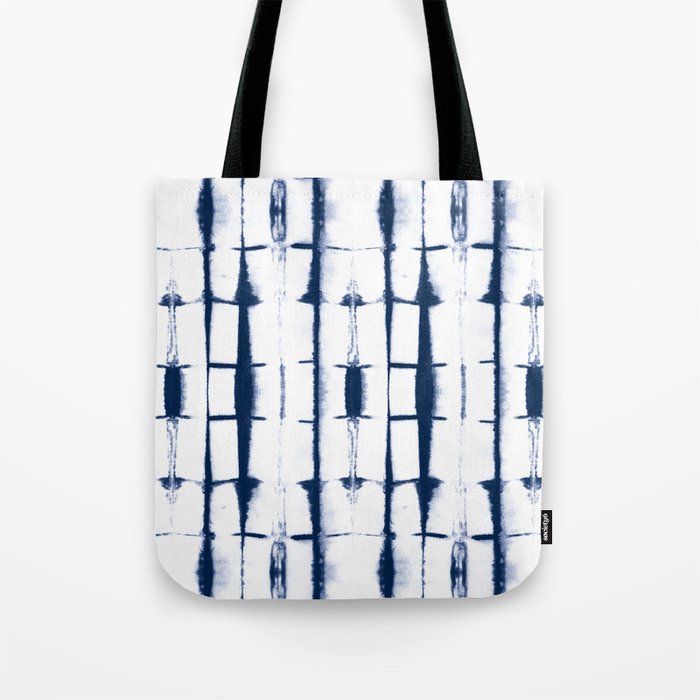 Shibori Stripes 4 Indigo Blue Tote Bag