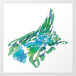 Polygonal lake with pines Art Print