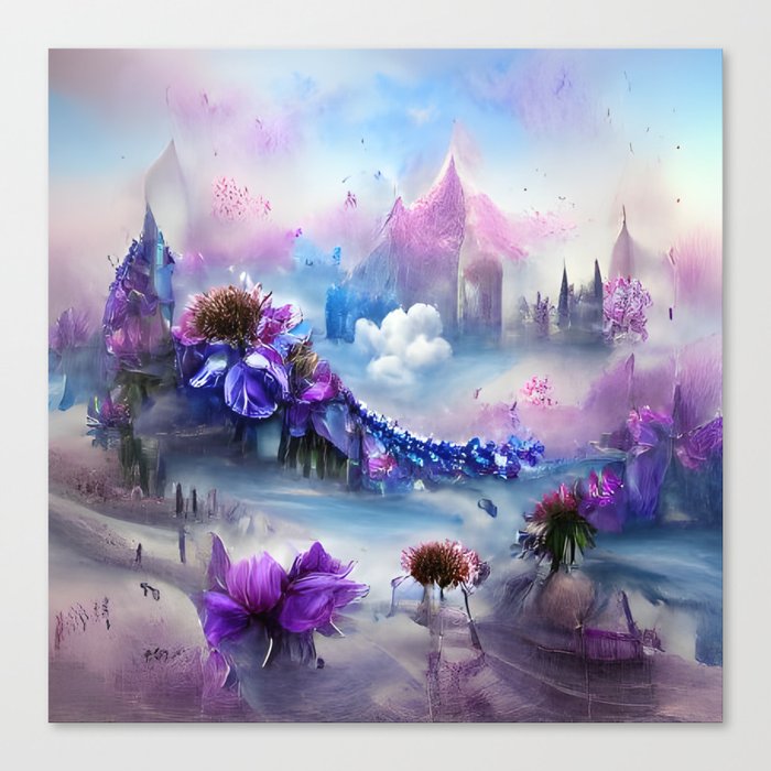 whimsical floral fairy land Canvas Print