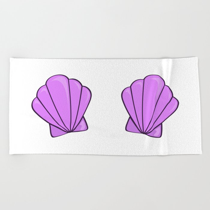 sea shell bra purple Beach Towel by Backwater