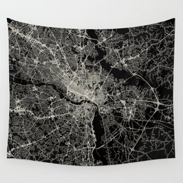 Richmond USA. Black and White City Map Wall Tapestry