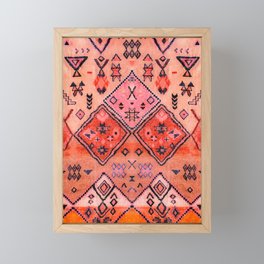 Bohemian Berber Orange Handmade Moroccan Fabric Texture Framed Mini Art Print