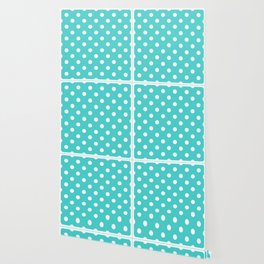 Turquoise and White Polka Dots Palm Beach Preppy Wallpaper