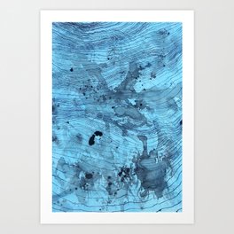Clear Boundaries Art Print | Ink, Pattern, Blue, Ripples, Soundwaves, Meditative, Ocean, Pigment, Sea, Water 