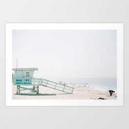 lifeguard station print, printable beach art, beach print, surf art, California print, turquoise Art Print