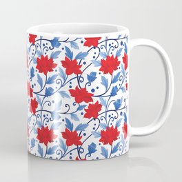 Country Wildflowers in Red and Blue Coffee Mug